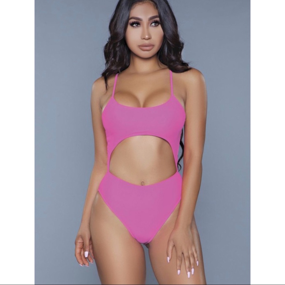 Pink One Piece Back Swim